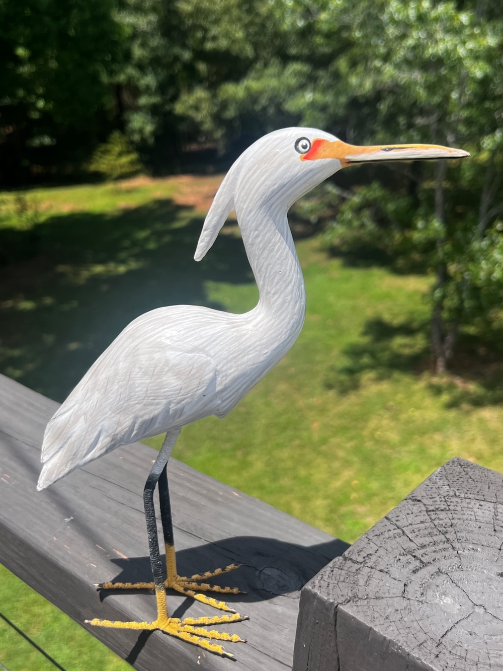 White Egret Heron Bird Figurine Coastal Beach House Cottage Decor
